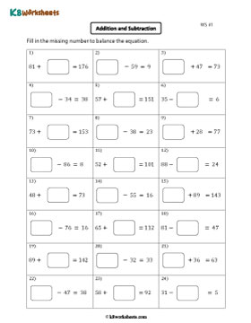 2-digit Addition and Subtraction | Missing - Easy 1