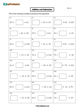 2-digit Addition and Subtraction | Missing - Easy 2