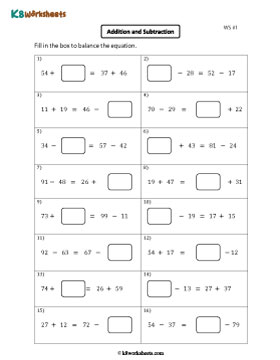 2-digit Addition and Subtraction | Missing - Moderate 1