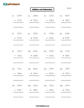 3-digit Addition and Subtraction 1