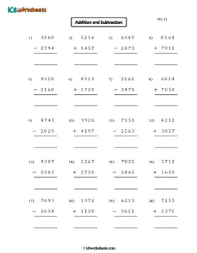 4-digit Addition and Subtraction 1