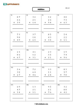 Adding Three 2-digit Numbers 1