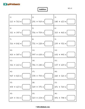 Adding 3-digit Numbers | Horizontal 1