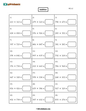 Adding 3-digit Numbers | Horizontal 2