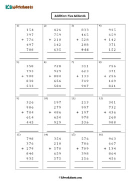 Adding Five 3-digit Numbers