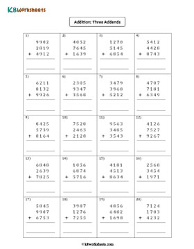 Adding Three 4-digit Numbers