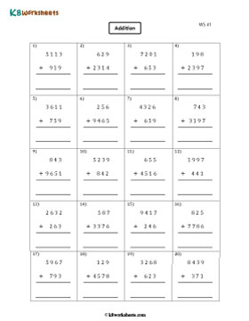 Adding 3-digit and 4-digit Numbers 1