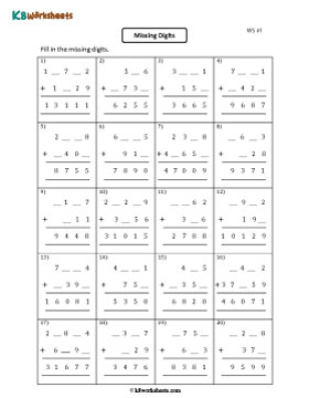 Missing Digits | 5-digit Addition 1