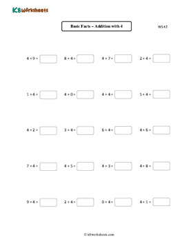 Addition Facts: 4 - 2