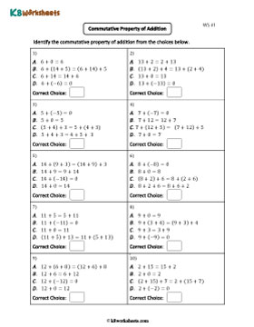 Identifying the Commutative Property 1