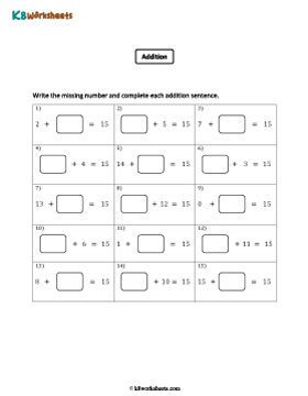 Addition Strategies for Making 15