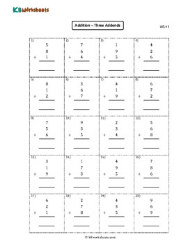 Adding Three Numbers | Column 1