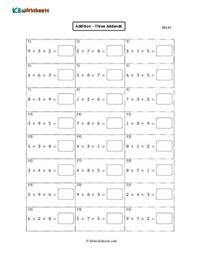 Adding Three Numbers | Horizontal 1