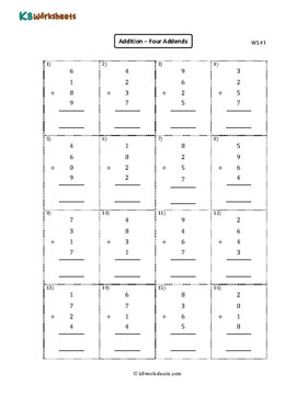 Adding Four Numbers | Column 1