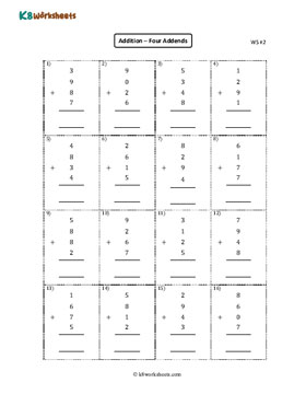 Adding Four Numbers | Column 2