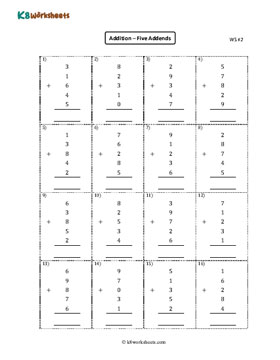 Adding Five Numbers | Column 2