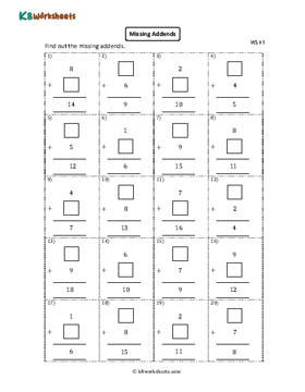 Finding Missing Addends | Column 1