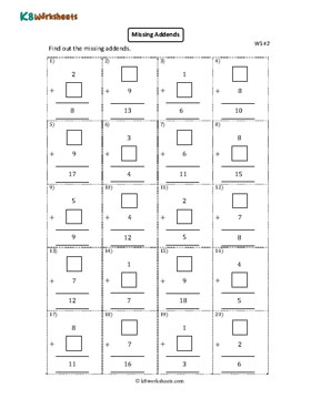 Finding Missing Addends | Column 2