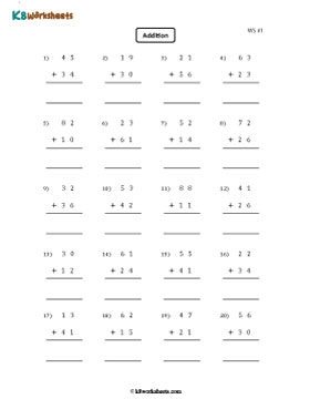 Column Addition within 100 | No Regrouping 1