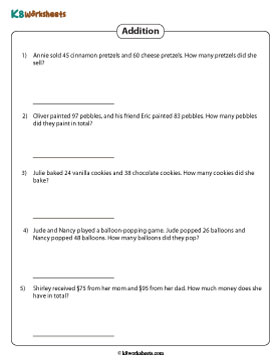 2-digit Addition Word Problems | 2 Addends