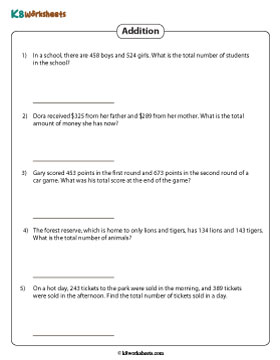 3-digit Addition Word Problems