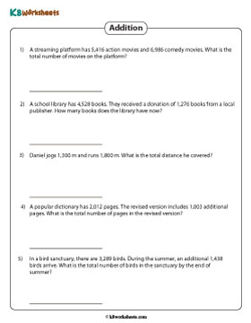 4-digit Addition Word Problems