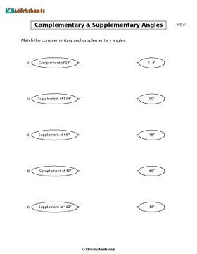 Complementary and Supplementary Angles | Matching Pairs 1