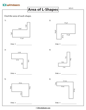 Area of Rectilinear Figures - L-Shapes 1