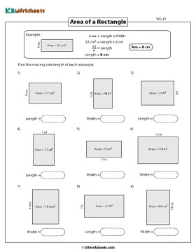 Finding the Length or Width of the Rectangle from Area | Type 1 - 1