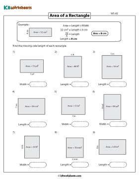 Finding the Length or Width of the Rectangle from Area | Type 1 - 2