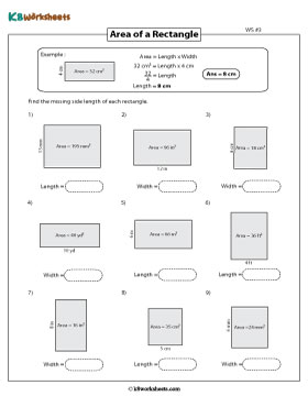 Finding the Length or Width of the Rectangle from Area | Type 1 - 3