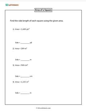 Finding the Side Length of the Square from Area | Type 2