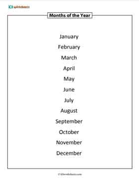 Months of the Year | Printable Charts