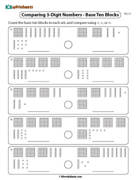 Comparing 3-digit Numbers Using Base Ten Blocks 1