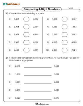 Comparing 4-digit Numbers using Symbols and Words 1