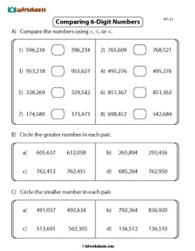 Comparing Six-digit Numbers 1