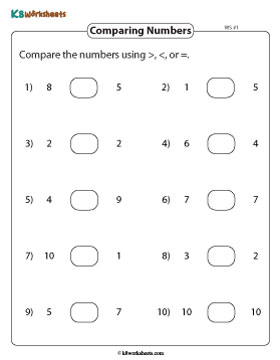 Compare the Numbers up to 10 | < or > or = - 1