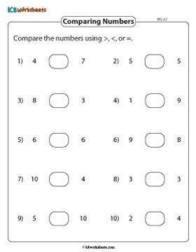 Compare the Numbers up to 10 | < or > or = - 2