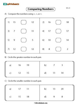 Compare and Circle Numbers up to 20 - 1