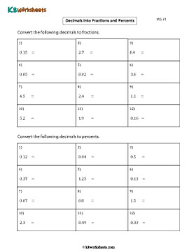 Converting Decimals to Fractions and Percents 1