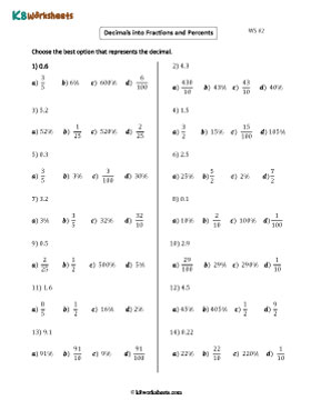 Converting Decimals to Fractions and Percents | MCQ 2