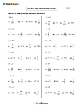 Converting Decimals to Fractions and Percents | MCQ 3