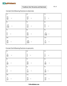 Converting Fractions to Percents and Decimals 1