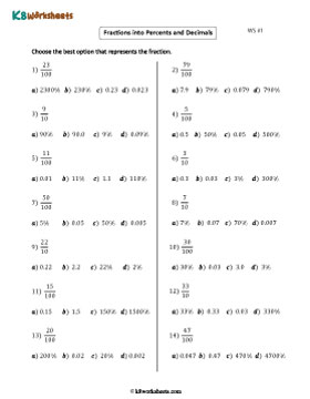 Converting Fractions to Percents and Decimals | MCQ 1