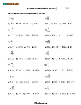 Converting Fractions to Percents and Decimals | MCQ 2