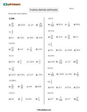 Converting between Fractions, Decimals, and Percents | MCQ 1