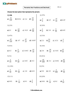 Converting Percents to Fractions and Decimals | MCQ 2