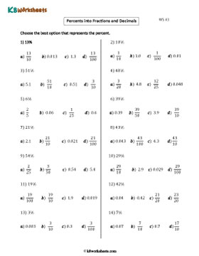 Converting Percents to Fractions and Decimals | MCQ 3