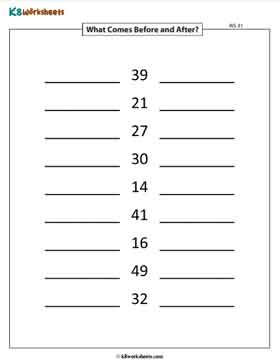 Writing Numbers Before and After | Up to 100 - 1