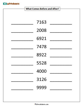 Writing Missing 4-digit Numbers Before and After